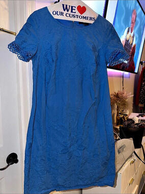 Karl Lagerfeld Mini Floral Dress in Blue Size 10